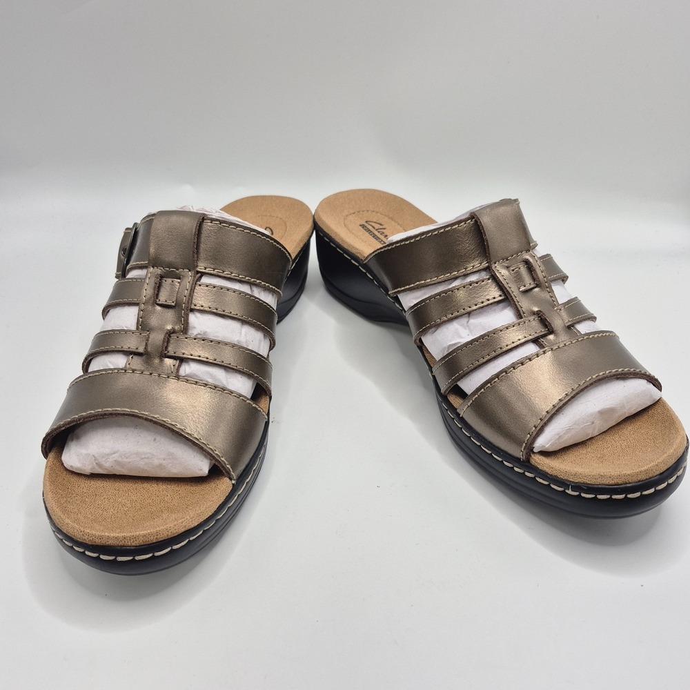 Clarks Hayla Cavern 26109040 Womens Slide 11W Brown Comfort Slip On Wedge Sandal